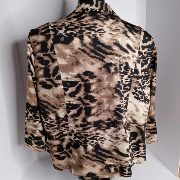 CHRISTOPHER & BANKS ANIMAL PRINT JACKET SIZE XL BROWN-BLACK-TAN NWT - Picture 2 of 8